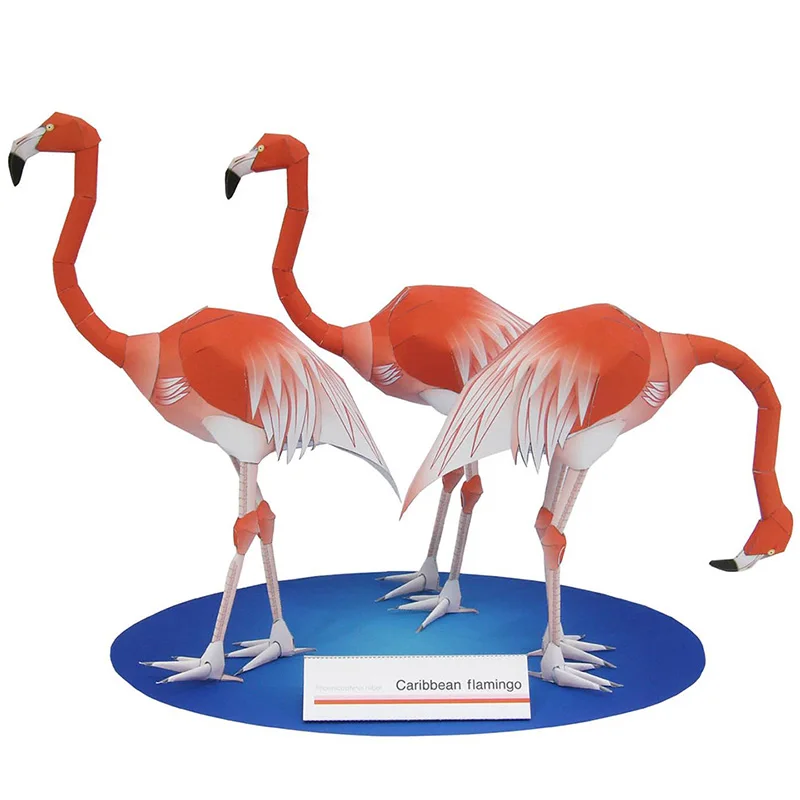 Art Craft With Cardboard - Flamand rose des Caraïbes Pliant Trois
