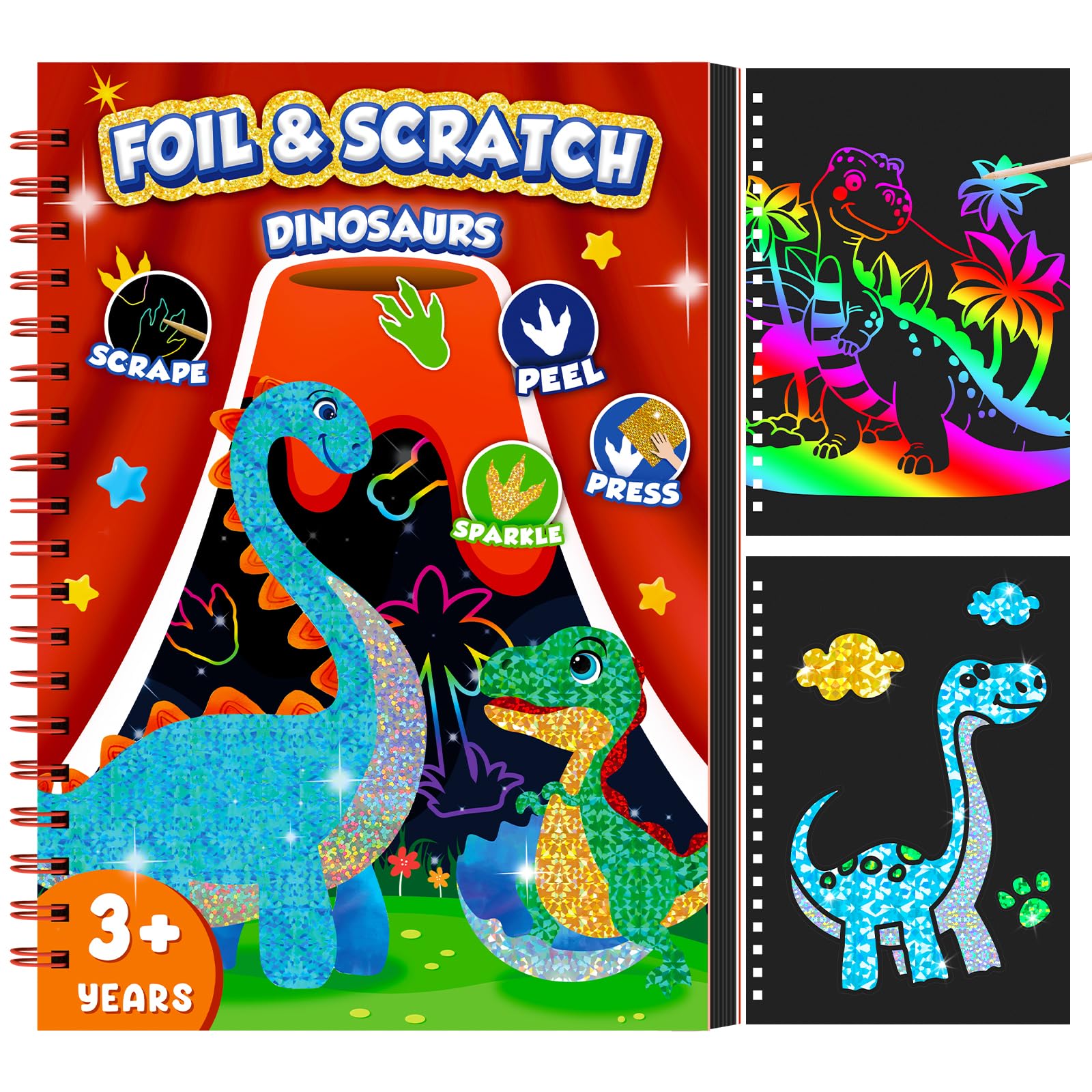 Art Craft Kits For Kids - Livre d'art à gratter dinosaure pour